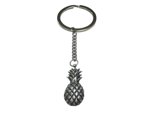 Silver Toned Detailed Pineapple Fruit Pendant Keychain