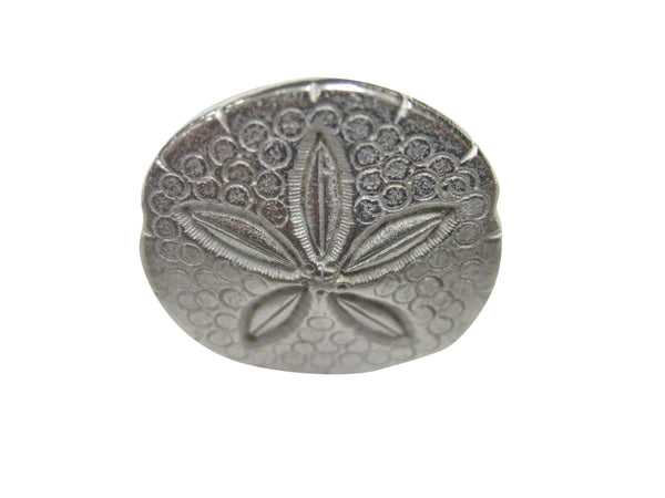 Silver Toned Detailed Sand Dollar Adjustable Size Fashion Ring