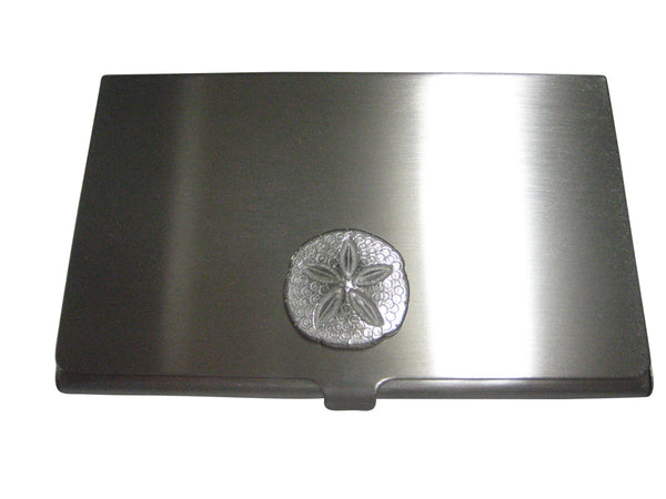 Silver Toned Detailed Sand Dollar Business Card Holder