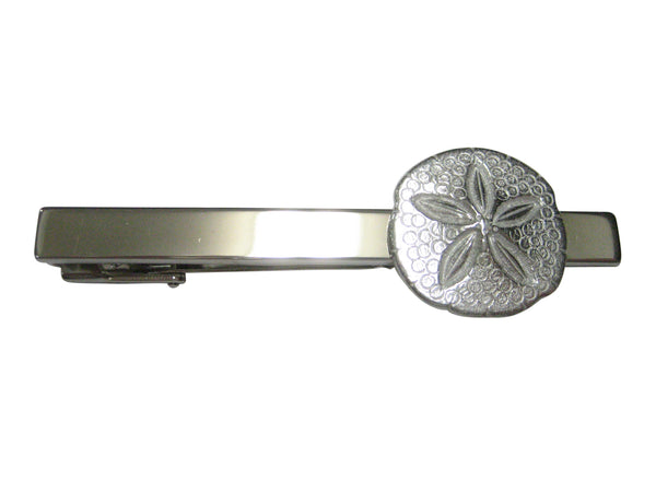 Silver Toned Detailed Sand Dollar Tie Clip