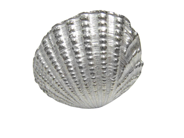 Silver Toned Detailed Sea Shell Adjustable Size Fashion Ring
