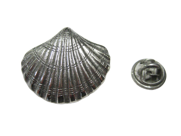 Silver Toned Detailed Sea Shell Lapel Pin