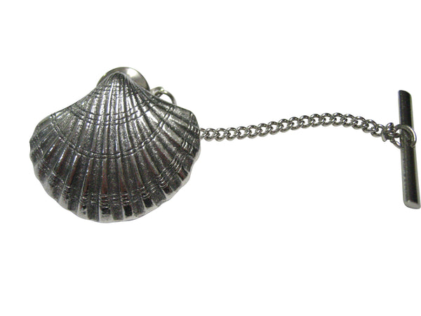 Silver Toned Detailed Sea Shell Tie Tack