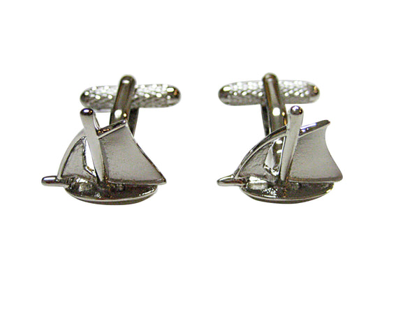 Silver Toned Detailed Nautical Ship Cufflinks