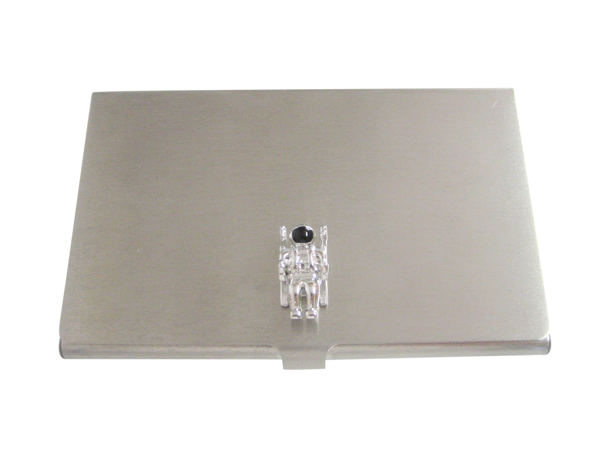 Silver Toned Detailed Space Astronaut Business Card Holder