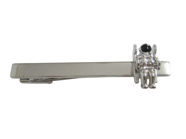 Silver Toned Detailed Space Astronaut Square Tie Clip