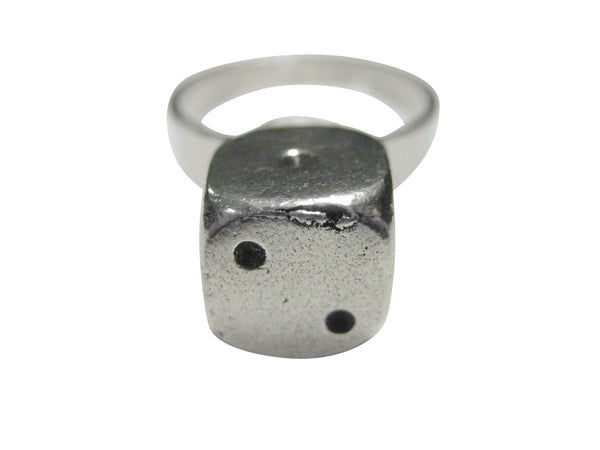 Silver Toned Dice Roll 2 Adjustable Size Fashion Ring