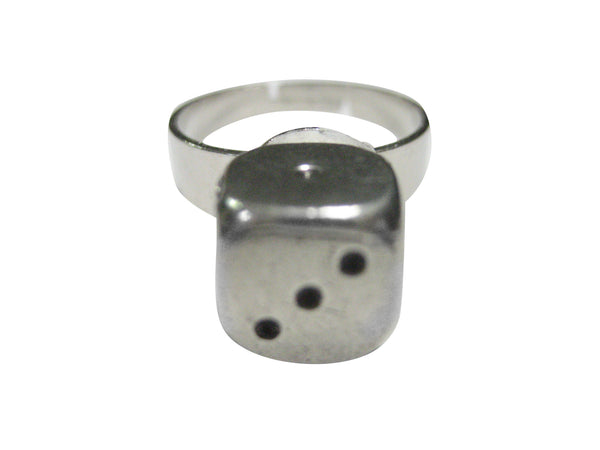 Silver Toned Dice Roll 3 Adjustable Size Fashion Ring