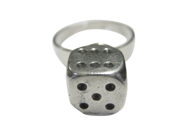 Silver Toned Dice Roll 5 Adjustable Size Fashion Ring