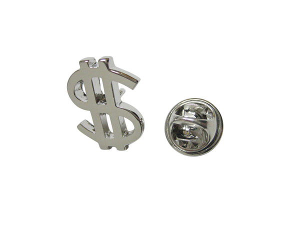 Silver Toned Dollar Sign Lapel Pin