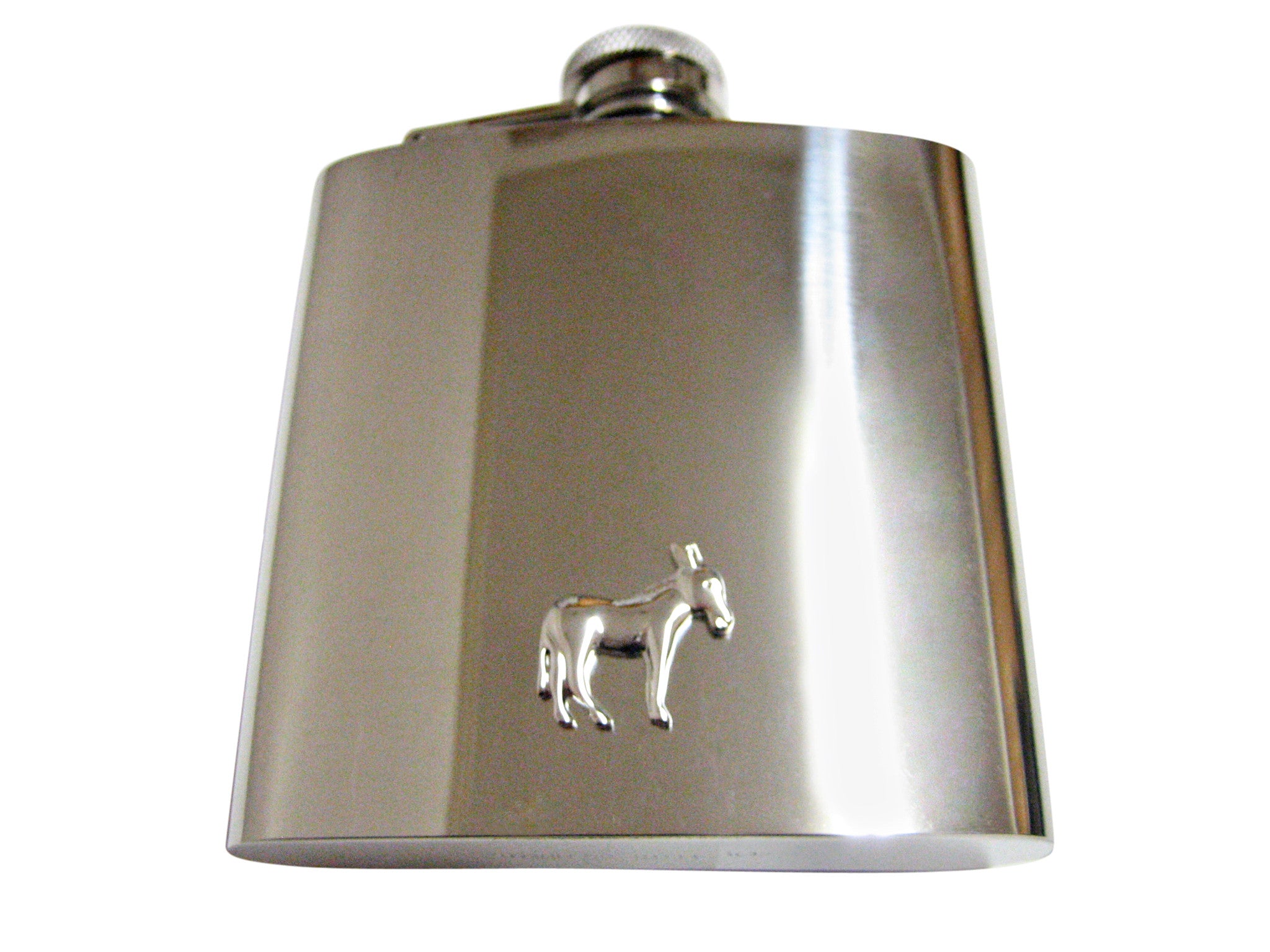 Silver Toned Donkey 6 Oz. Stainless Steel Flask