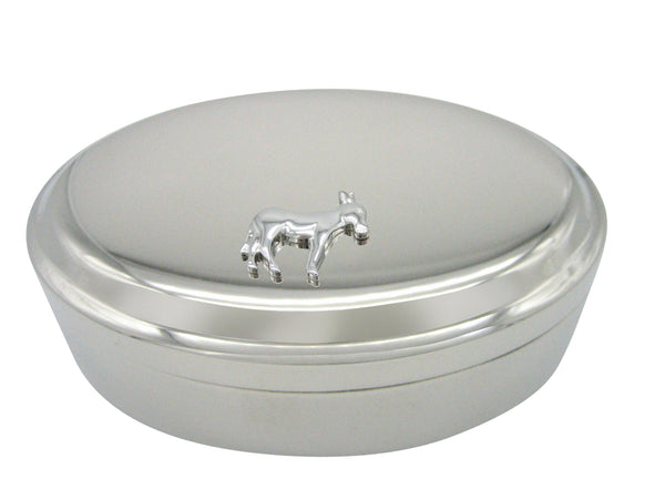 Silver Toned Donkey Pendant Oval Trinket Jewelry Box