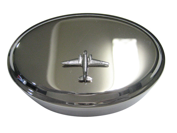 Silver Toned Douglas Dakota C47 Skytrain Plane Oval Trinket Jewelry Box