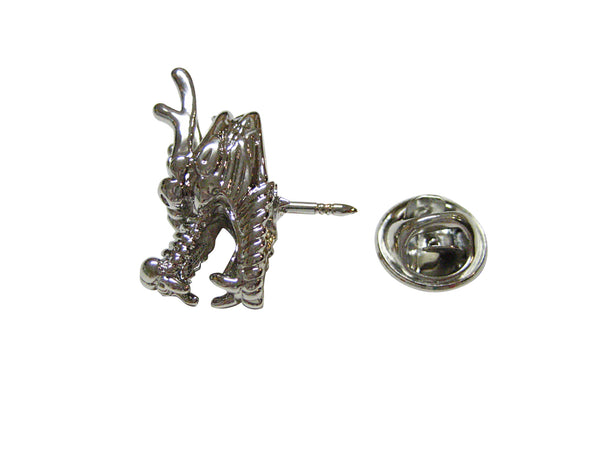 Silver Toned Dragon Head Lapel Pin
