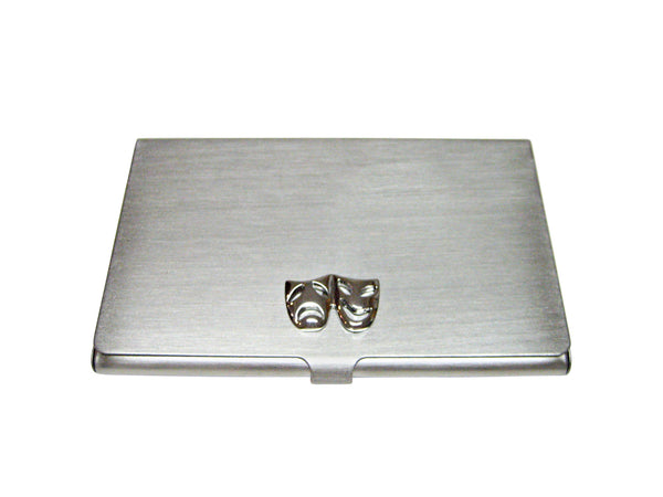 Silver Toned Drama Mask Matte Business Card Holder