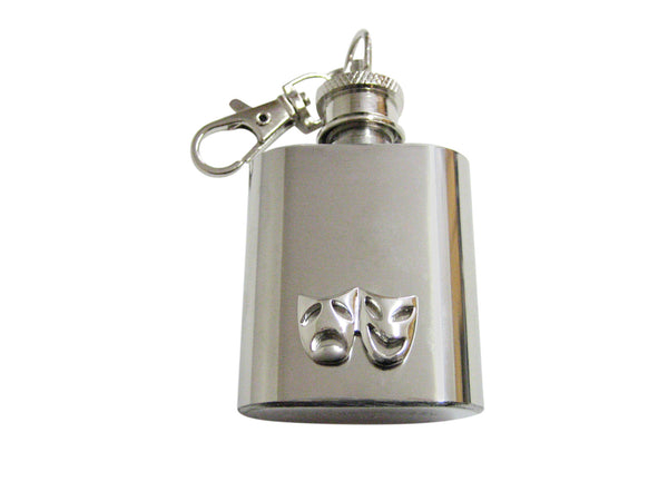 Silver Toned Drama Mask 1 Oz. Stainless Steel Key Chain Flask