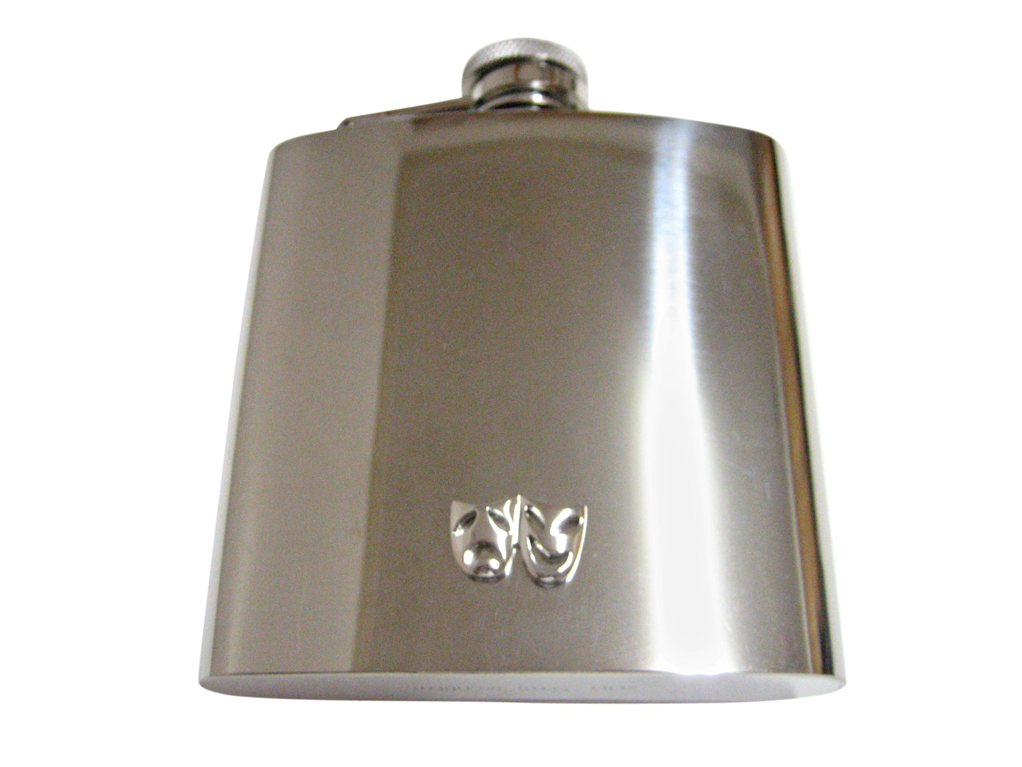 Silver Toned Drama Mask Large Flask