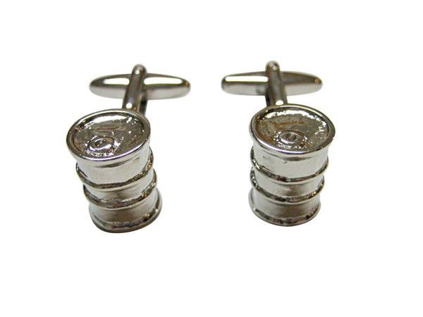 Silver Toned Drum Container Cufflinks