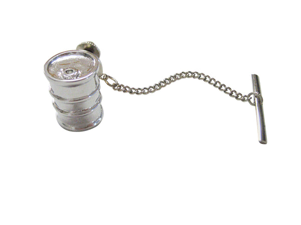 Silver Toned Drum Container Tie Tack