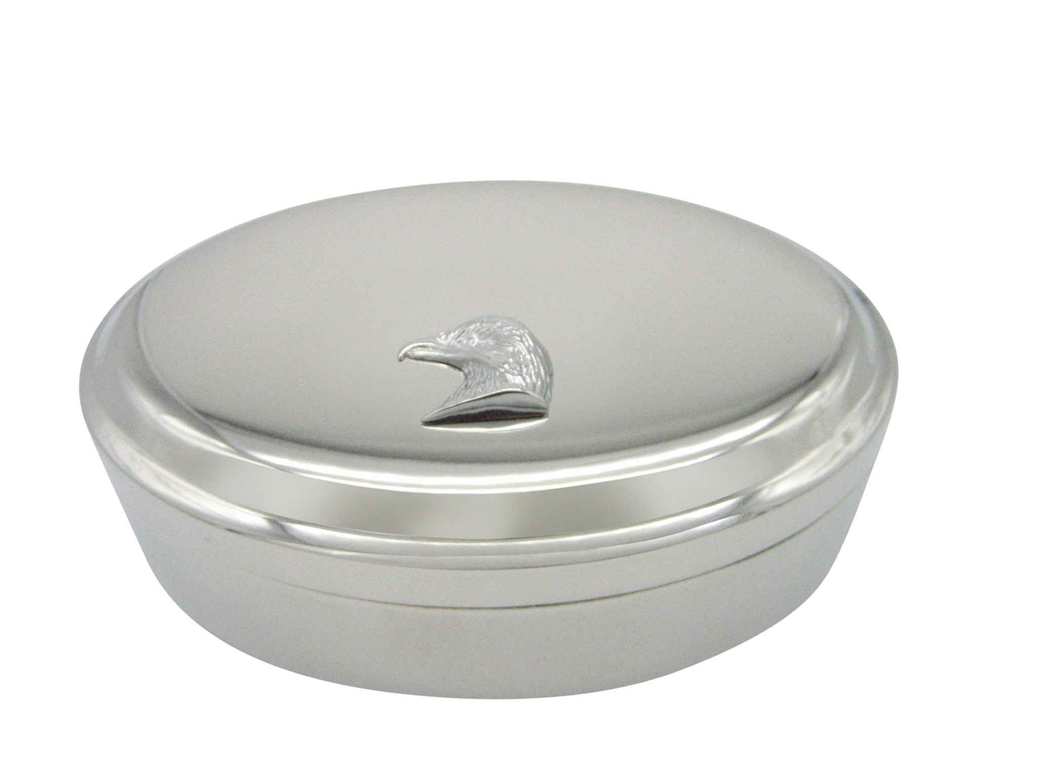Silver Toned Eagle Bird Head Pendant Trinket Jewelry Box