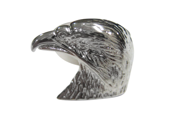 Silver Toned Eagle Head Adjustable Size Fashion Ring
