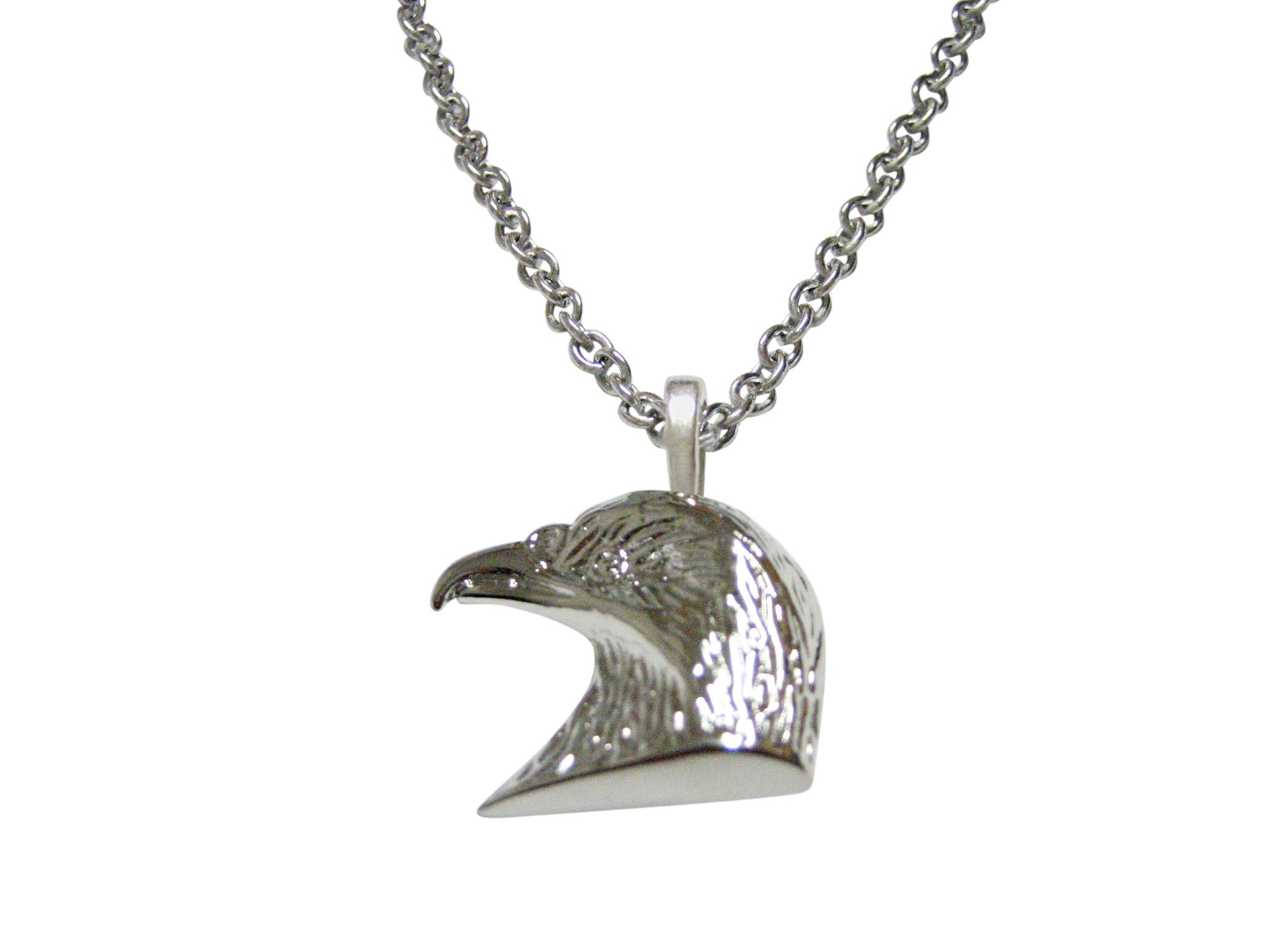Silver Toned Eagle Head Pendant Necklace