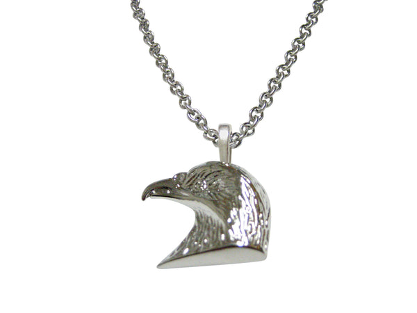 Silver Toned Eagle Head Pendant Necklace