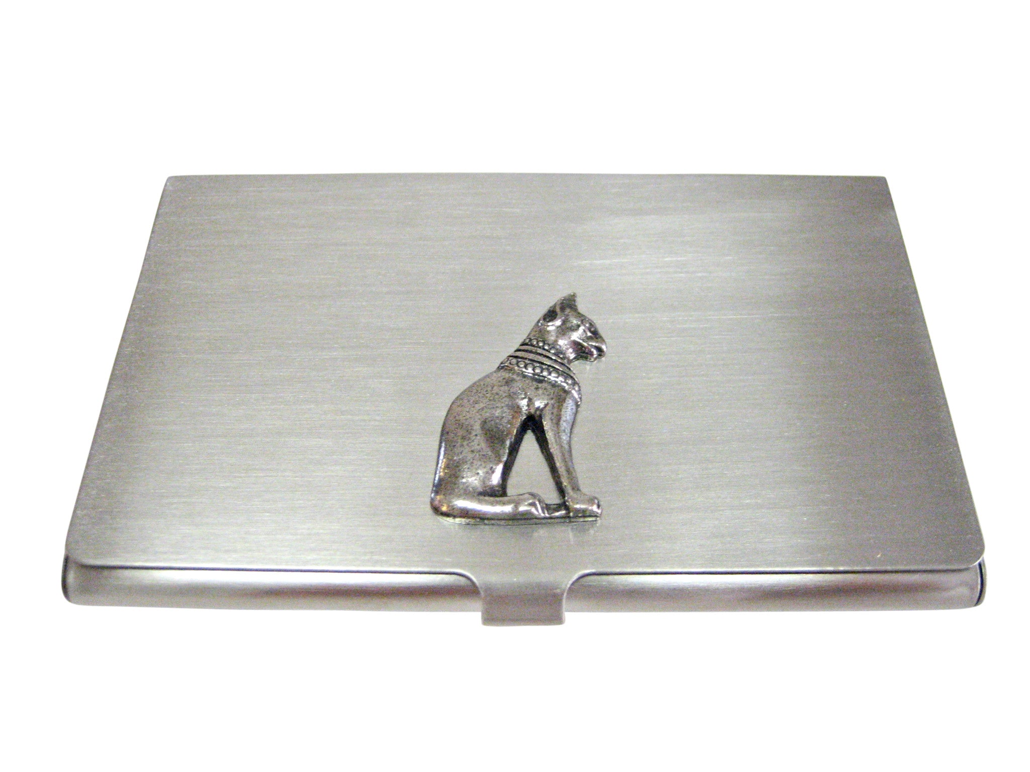 Silver Toned Egyption Cat Business Card Holder