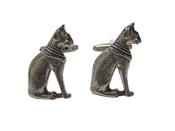 Silver Toned Egyption Cat Cufflinks