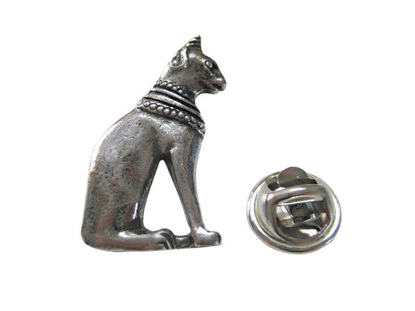 Silver Toned Egyption Cat Lapel Pin