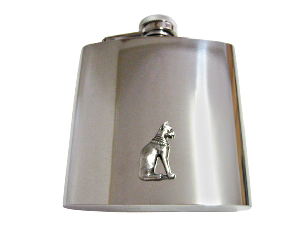 Silver Toned Egyption Cat 6 Oz. Stainless Steel Flask