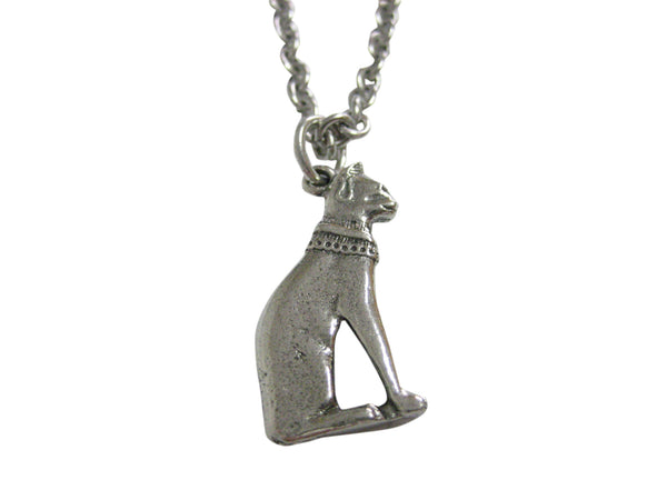 Silver Toned Egyption Cat Pendant Necklace