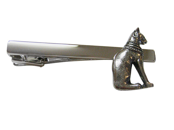 Silver Toned Egyption Cat Square Tie Clip