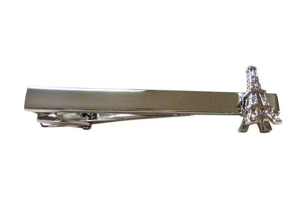 Silver Toned Eiffel Tower Square Tie Clip
