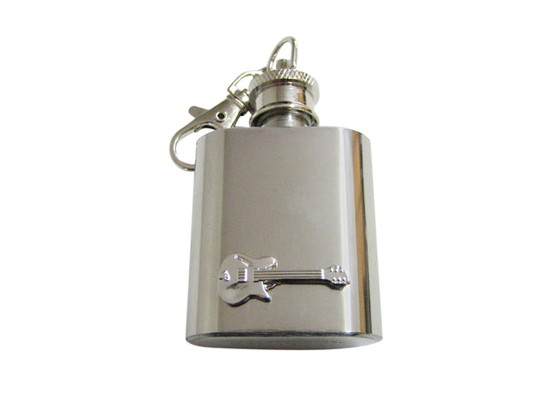 Silver Toned Electric Guitar Keychain Flask