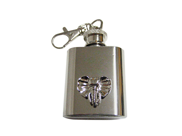 Silver Toned Elephant Head Keychain Flask