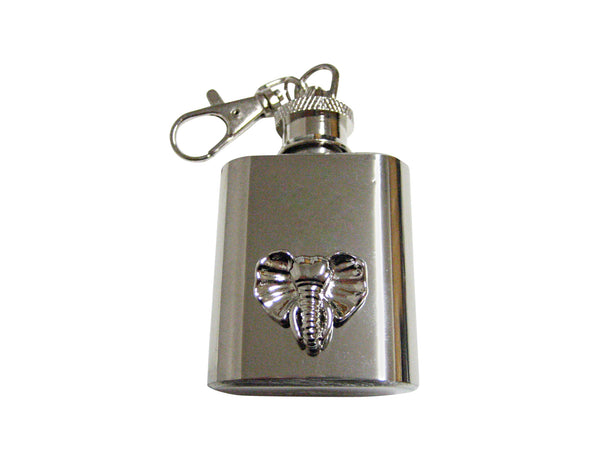 Silver Toned Elephant Head 1 Oz. Stainless Steel Key Chain Flask