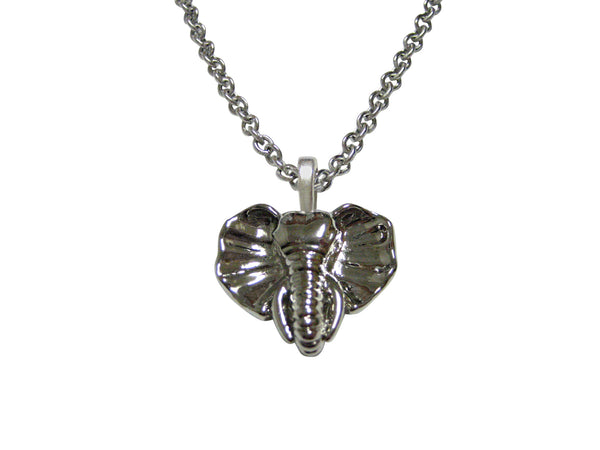 Silver Toned Elephant Head Pendant Necklace