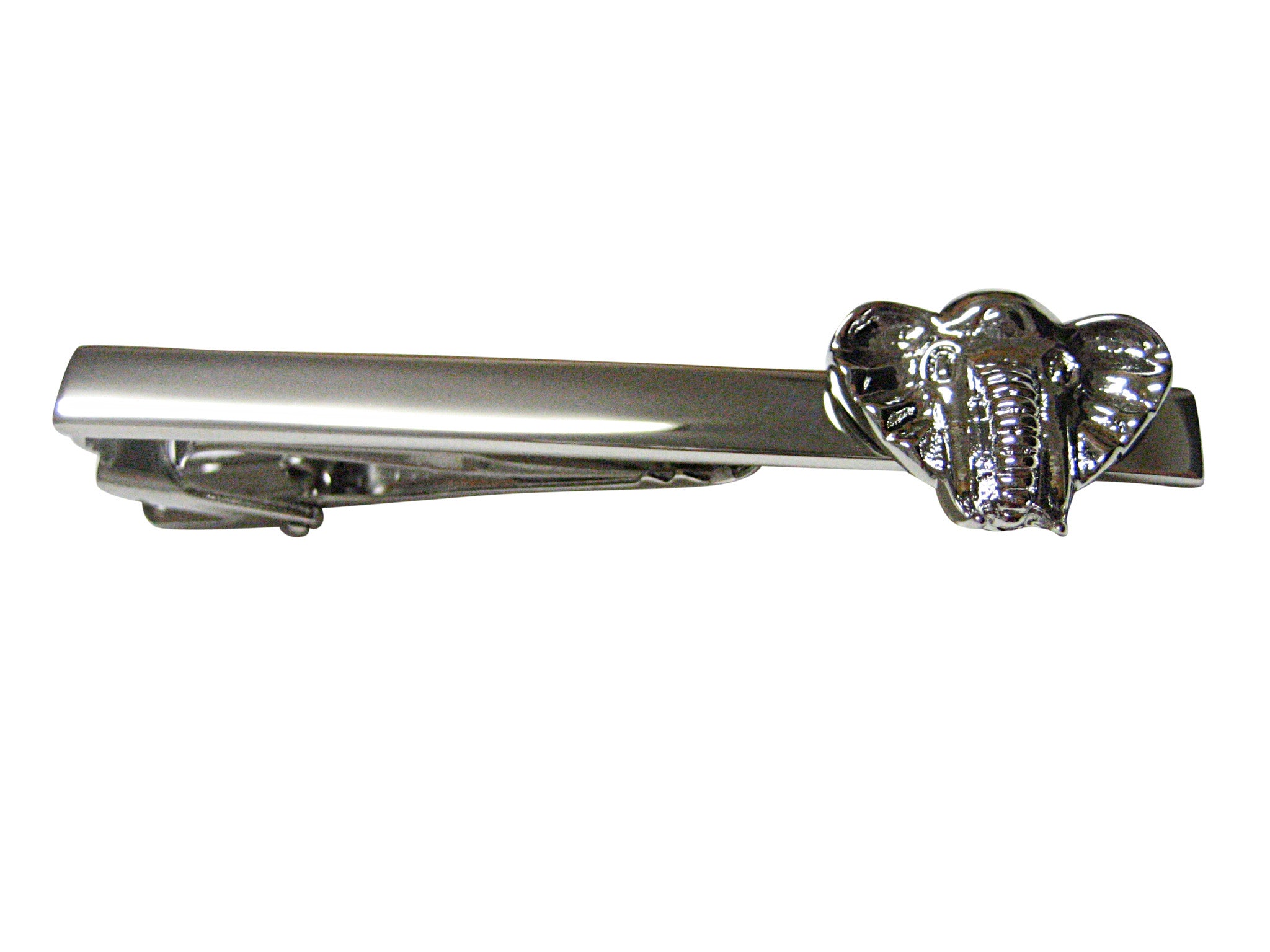 Silver Toned Elephant Head Square Tie Clip