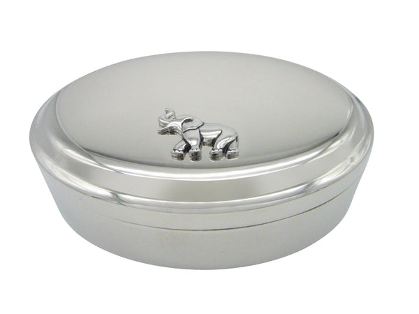 Silver Toned Elephant Pendant Oval Trinket Jewelry Box