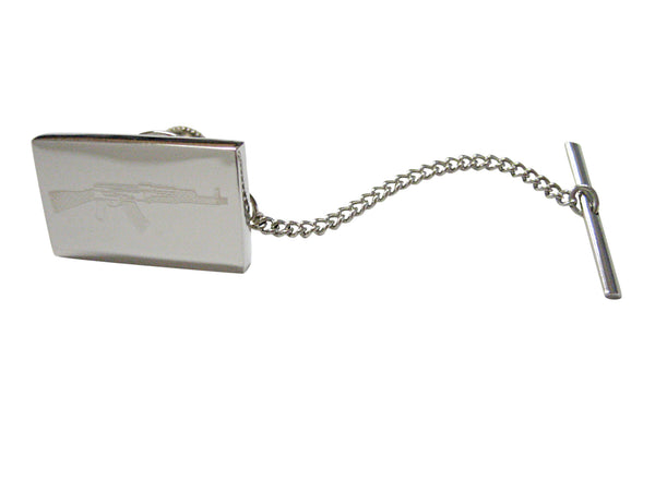 Silver Toned Etched AK47 Rifle Tie Tack