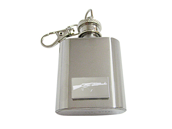 Silver Toned Etched AK47 Rifle V3 Keychain Flask