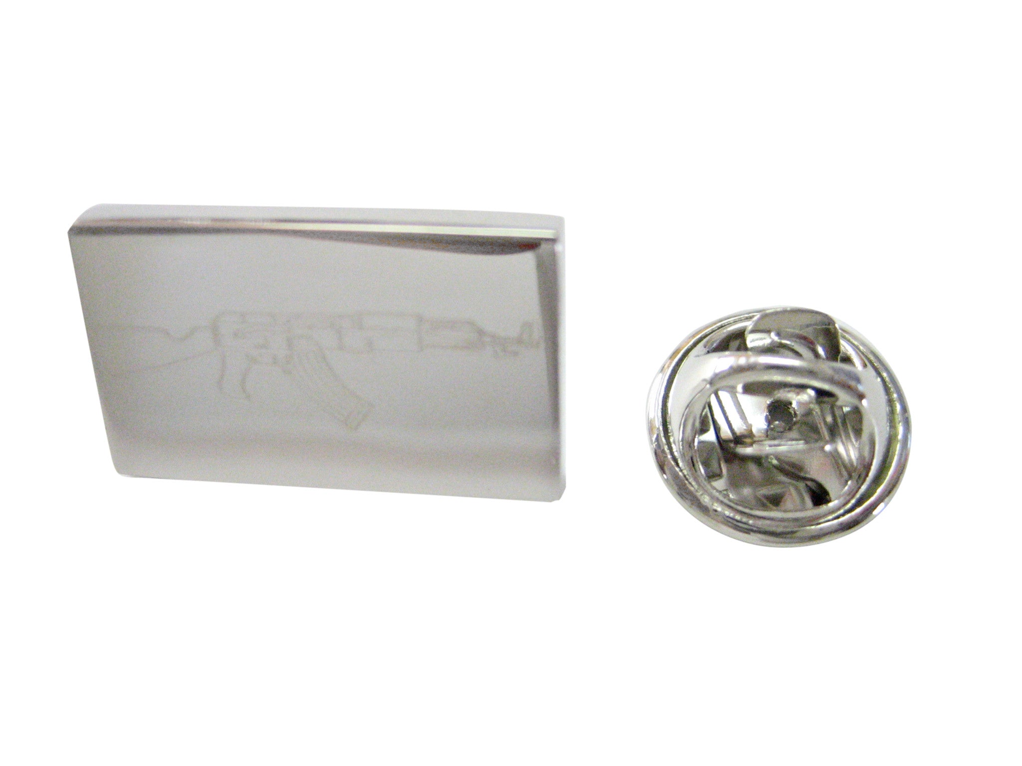 Silver Toned Etched AK47 Rifle V3 Lapel Pin