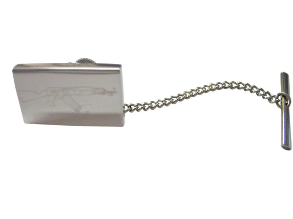 Silver Toned Etched AK47 Rifle V3 Tie Tack
