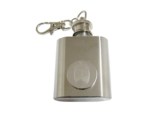 Silver Toned Etched Acorn 1 Oz. Stainless Steel Key Chain Flask