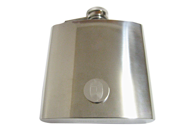 Silver Toned Etched Acorn 6 Oz. Stainless Steel Flask