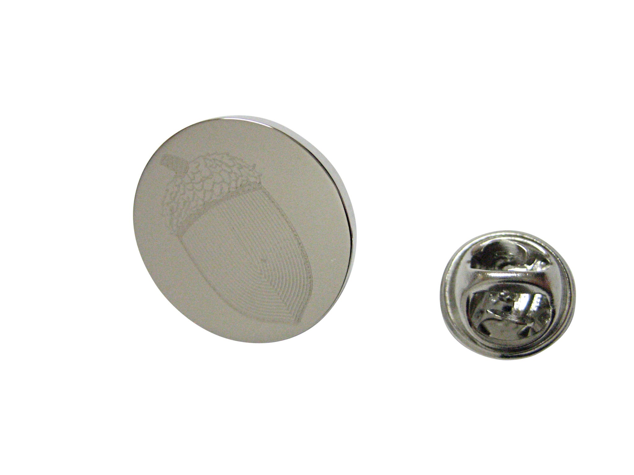 Silver Toned Etched Acorn Lapel Pin
