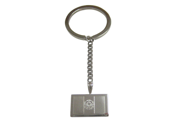 Silver Toned Etched Afghanistan Flag Pendant Keychain