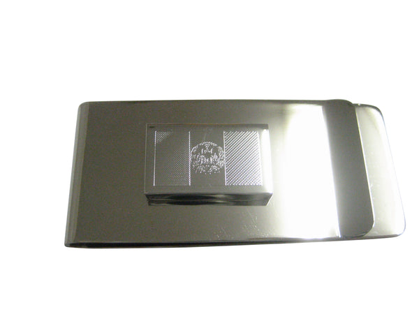Silver Toned Etched Afghanistan Flag Pendant Money Clip