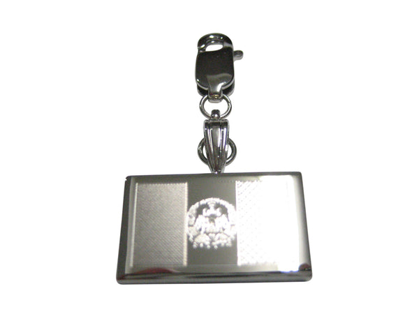 Silver Toned Etched Afghanistan Flag Pendant Zipper Pull Charm